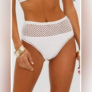 Beach Riot Brinley High Waist Open Knit Bikini Bottoms